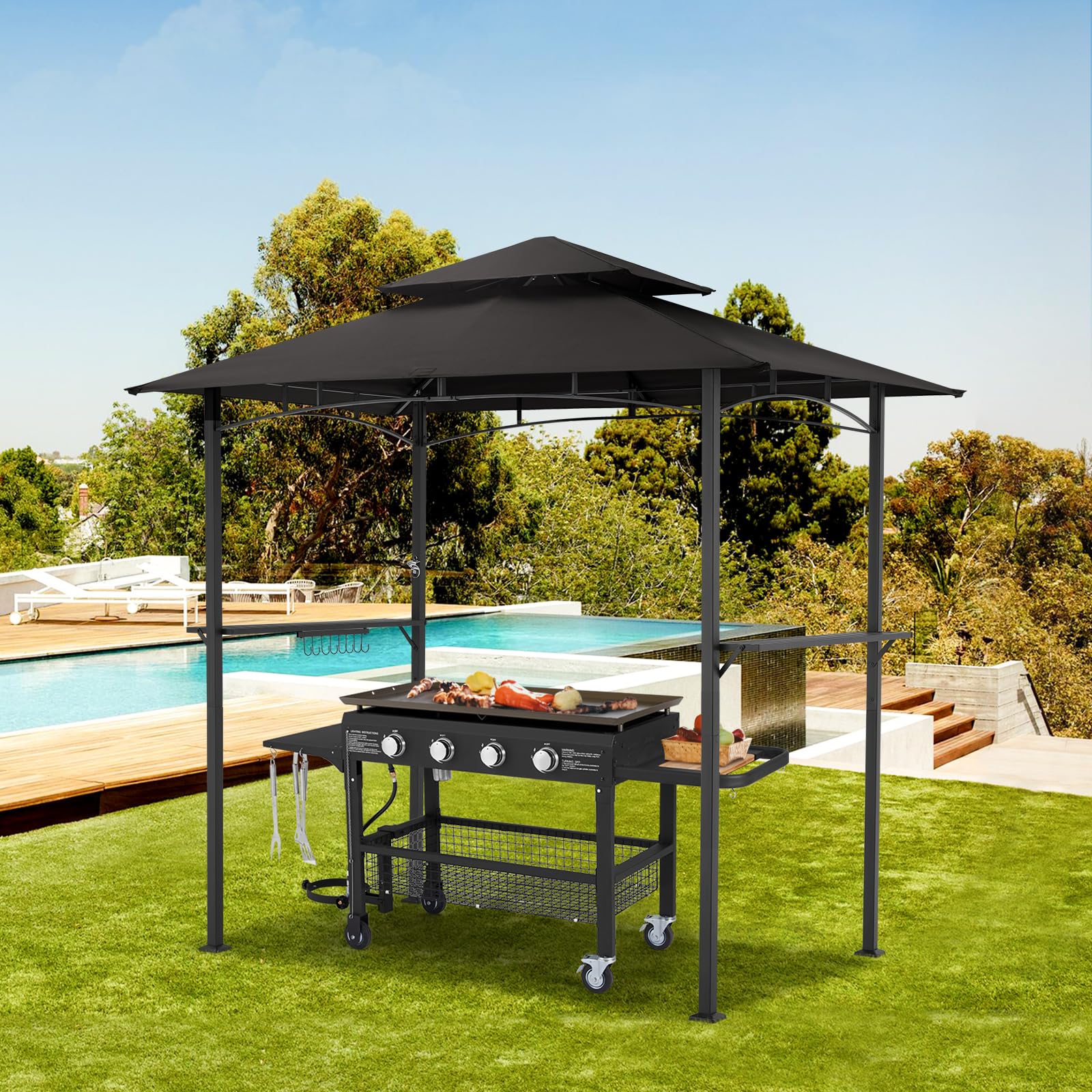 YODOLLA outdoor BBQ grill gazebo, black.